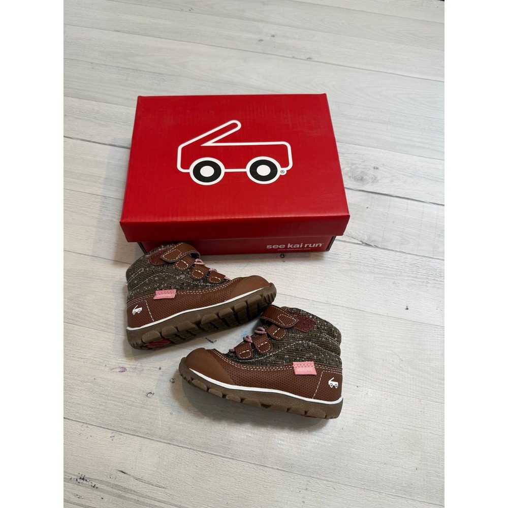 See Kai Run Brown and Pink Kids Boots
